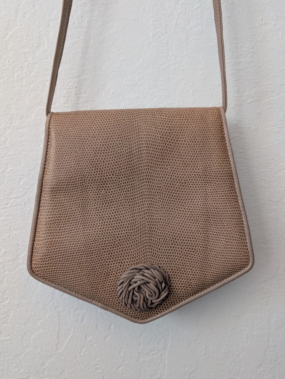 Vintage Bottega Veneta Snakeskin Leather Kite Crossbody Bag